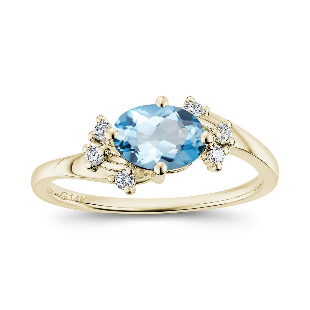 East West Oval Cut Emerald Cluster Ring - LUO Jewelry #gemstone_Swiss Blue Topaz