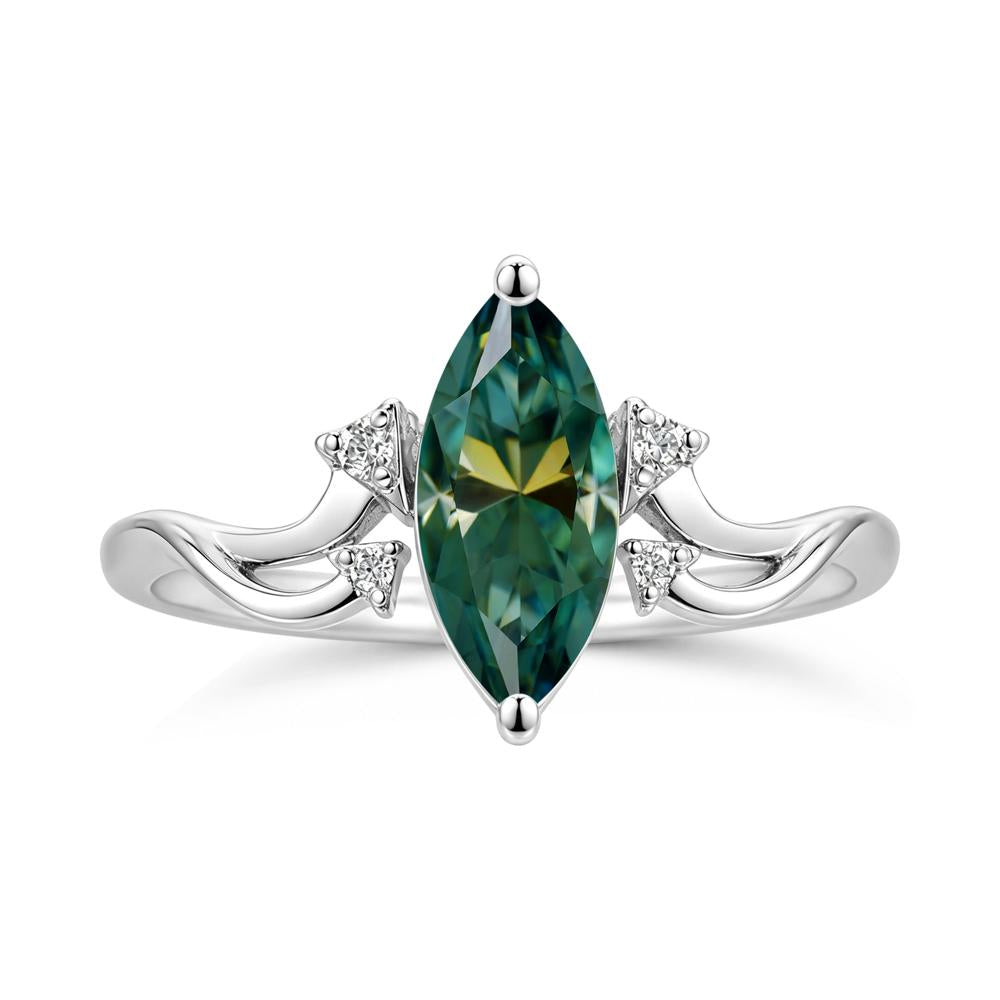 Marquise Cut Alexandrite Arrow Ring - LUO Jewelry #gemstone_Green Moissanite