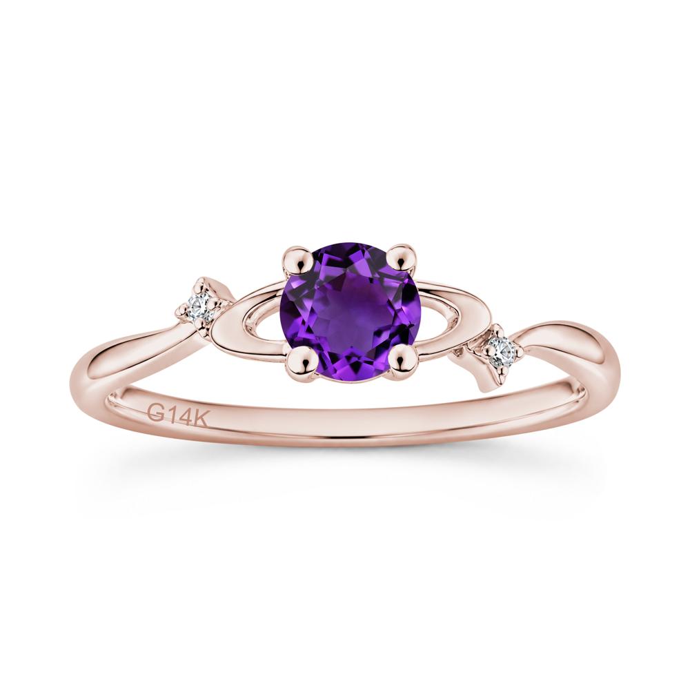 Petite Round Cut Garnet Star Orbit Ring - LUO Jewelry #gemstone_Amethyst