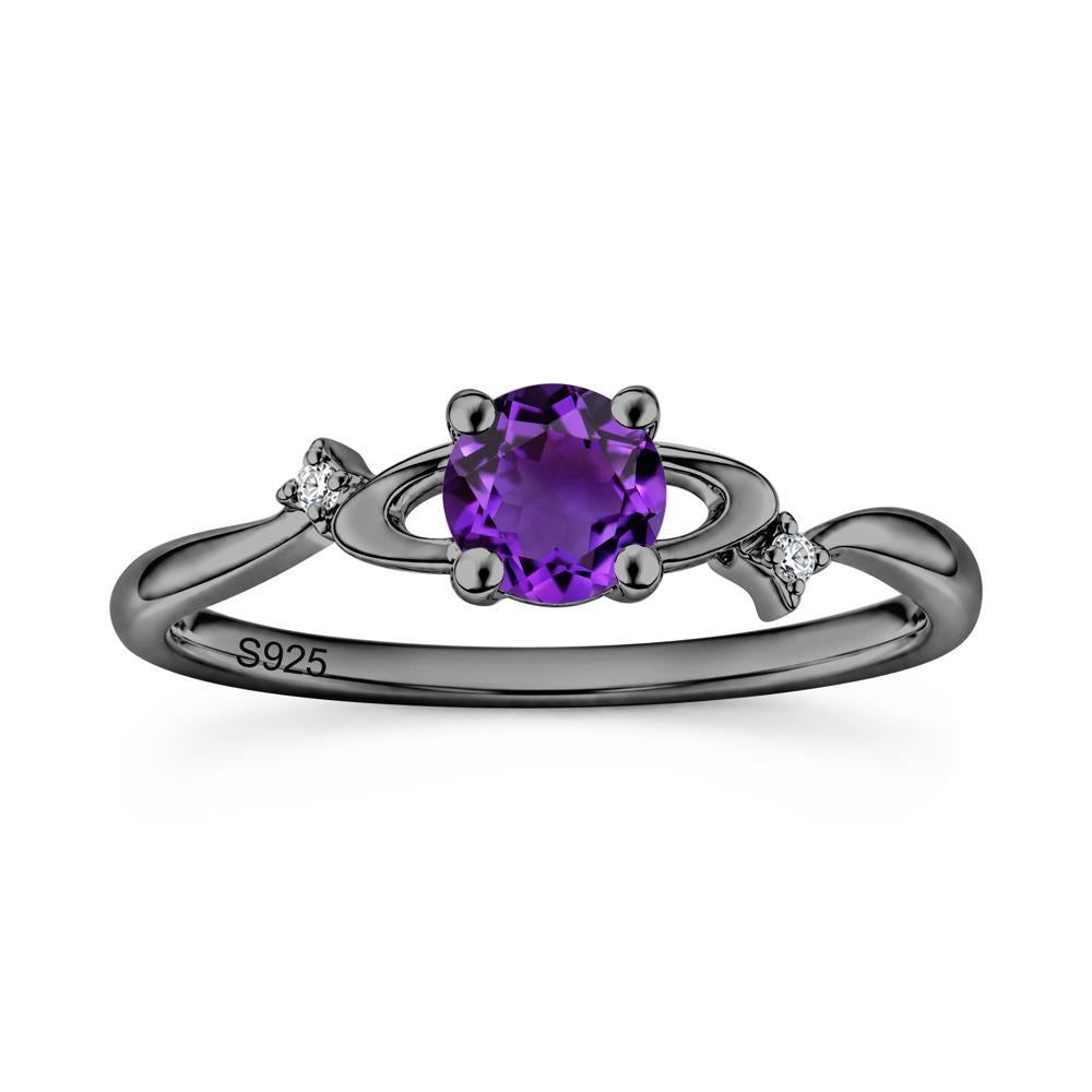 Petite Round Cut Garnet Star Orbit Ring - LUO Jewelry #gemstone_Amethyst