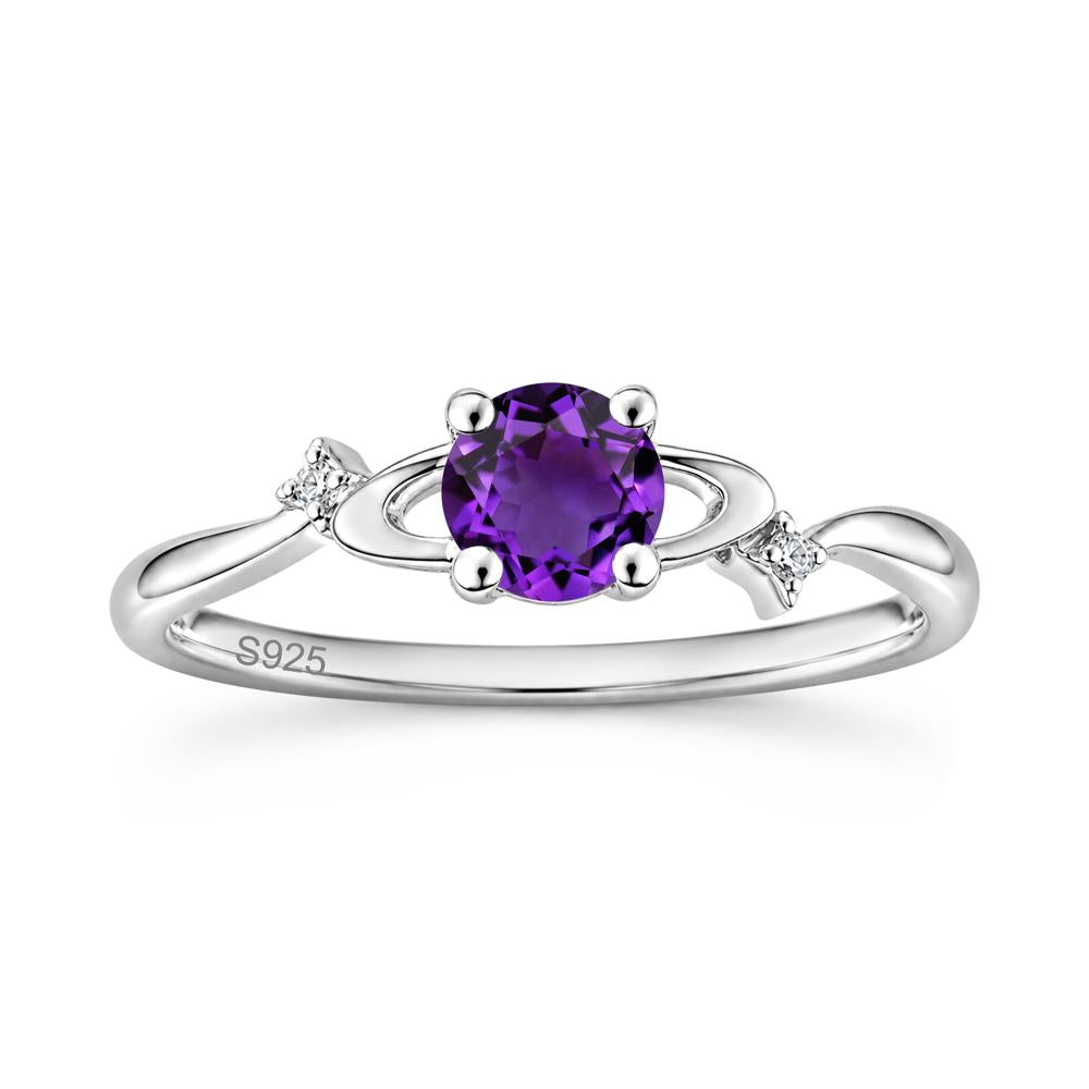 Petite Round Cut Garnet Star Orbit Ring - LUO Jewelry #gemstone_Amethyst