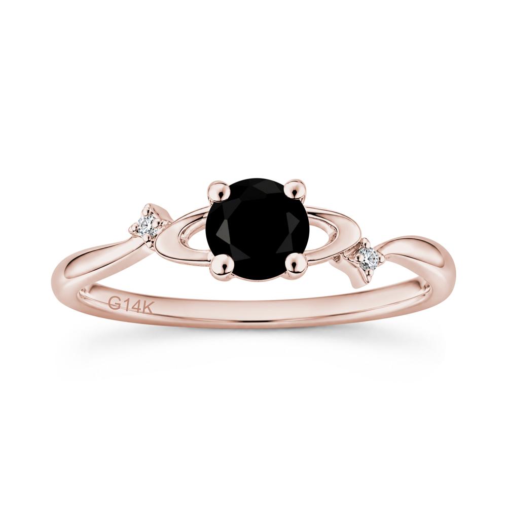 Petite Round Cut Garnet Star Orbit Ring - LUO Jewelry #gemstone_Black Spinel