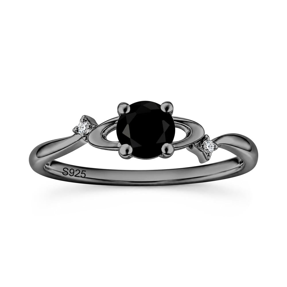 Petite Round Cut Garnet Star Orbit Ring - LUO Jewelry #gemstone_Black Spinel
