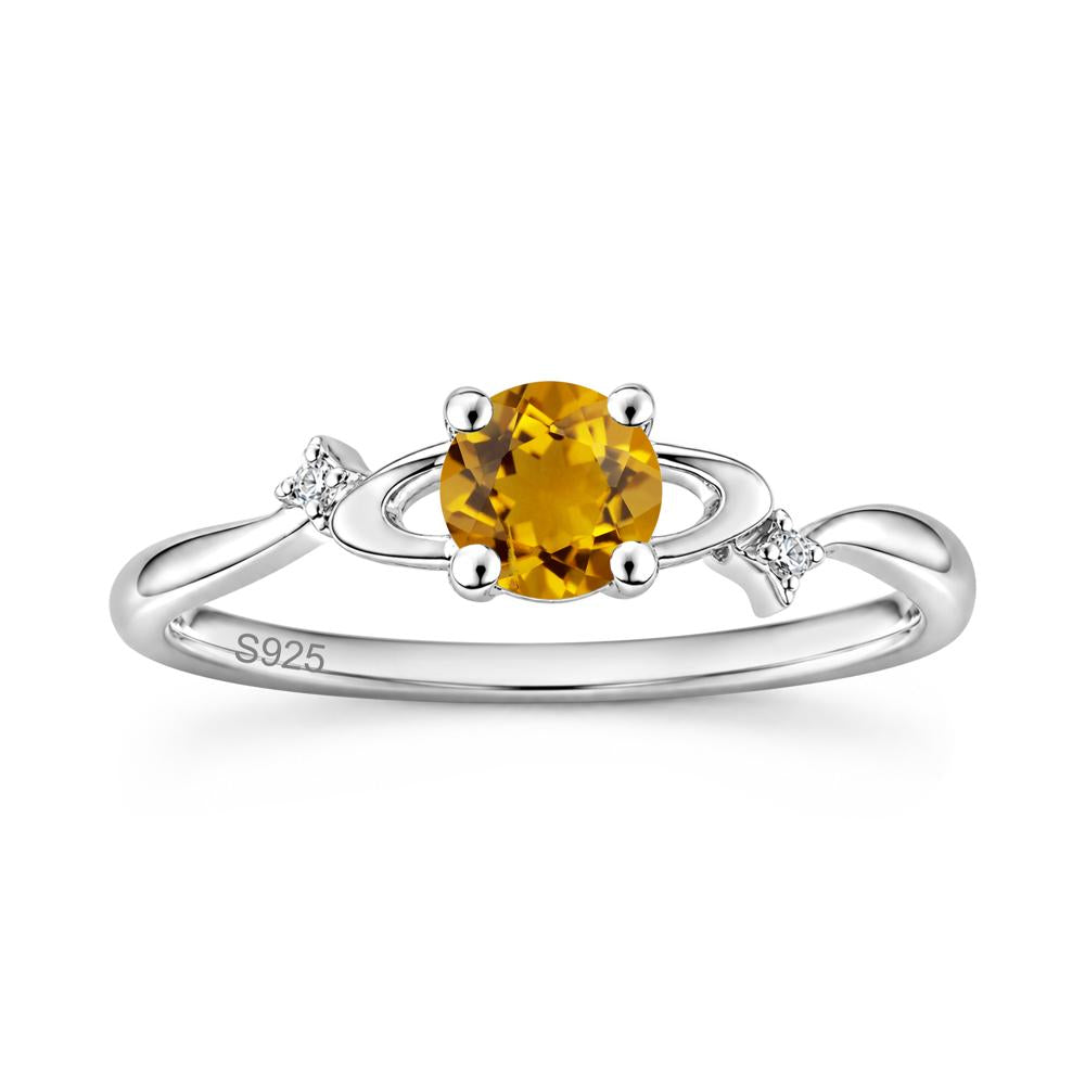 Petite Round Cut Garnet Star Orbit Ring - LUO Jewelry #gemstone_Citrine