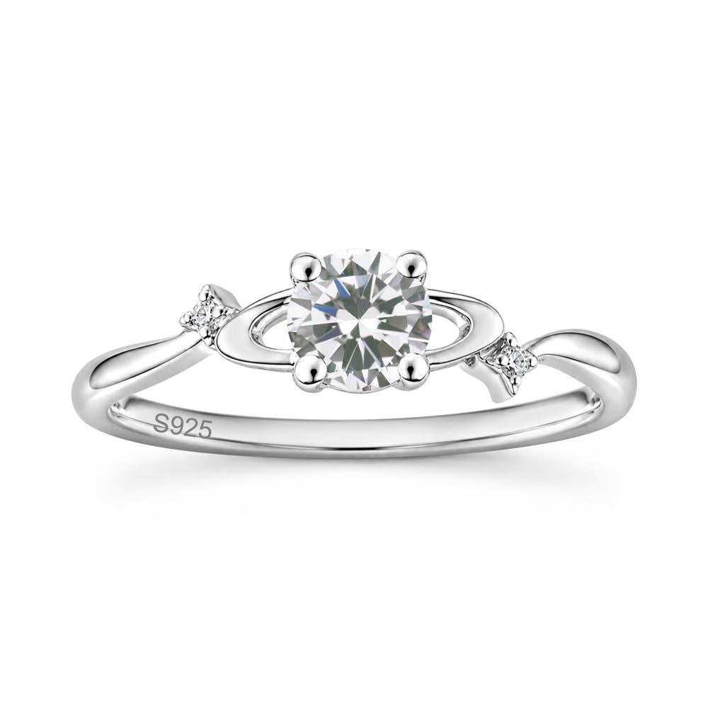Petite Round Cut Garnet Star Orbit Ring - LUO Jewelry #gemstone_Cubic Zirconia