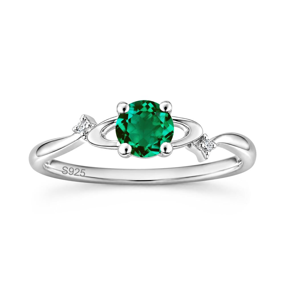 Petite Round Cut Garnet Star Orbit Ring - LUO Jewelry #gemstone_Emerald