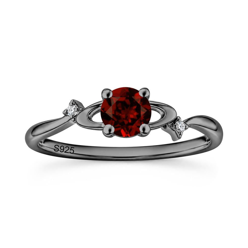 Petite Round Cut Garnet Star Orbit Ring - LUO Jewelry #gemstone_Garnet