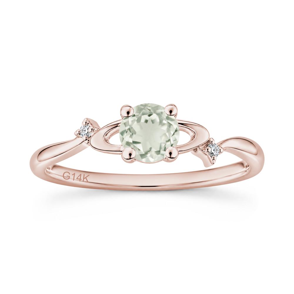 Petite Round Cut Garnet Star Orbit Ring - LUO Jewelry #gemstone_Green Amethyst