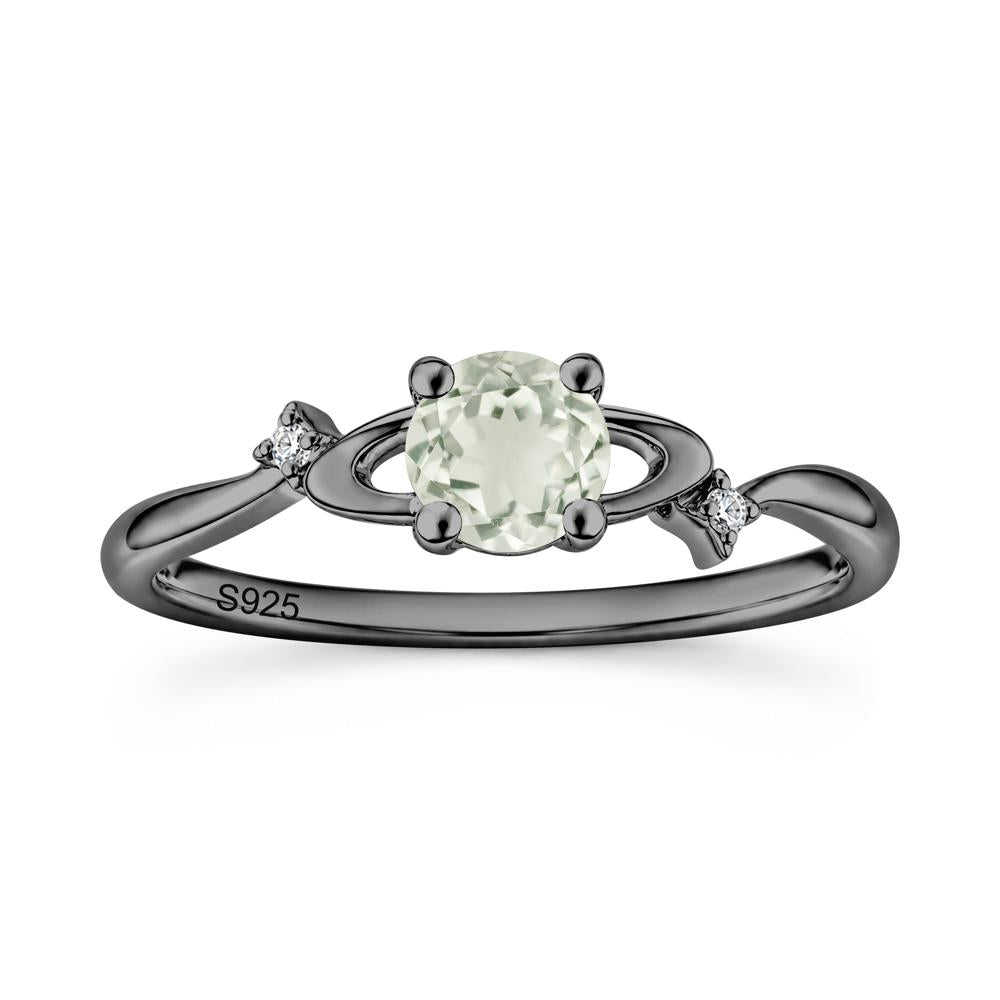 Petite Round Cut Garnet Star Orbit Ring - LUO Jewelry #gemstone_Green Amethyst
