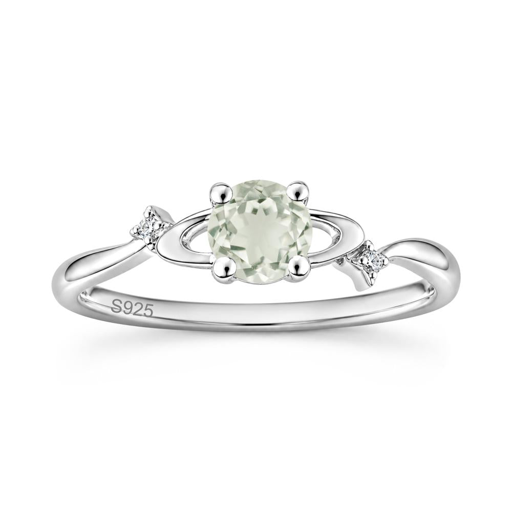 Petite Round Cut Garnet Star Orbit Ring - LUO Jewelry #gemstone_Green Amethyst