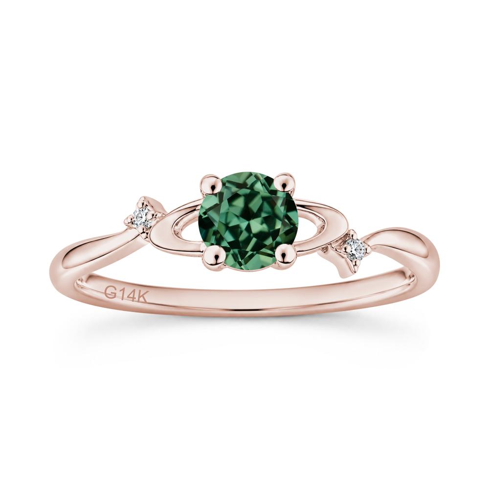 Petite Round Cut Garnet Star Orbit Ring - LUO Jewelry #gemstone_Green Sapphire