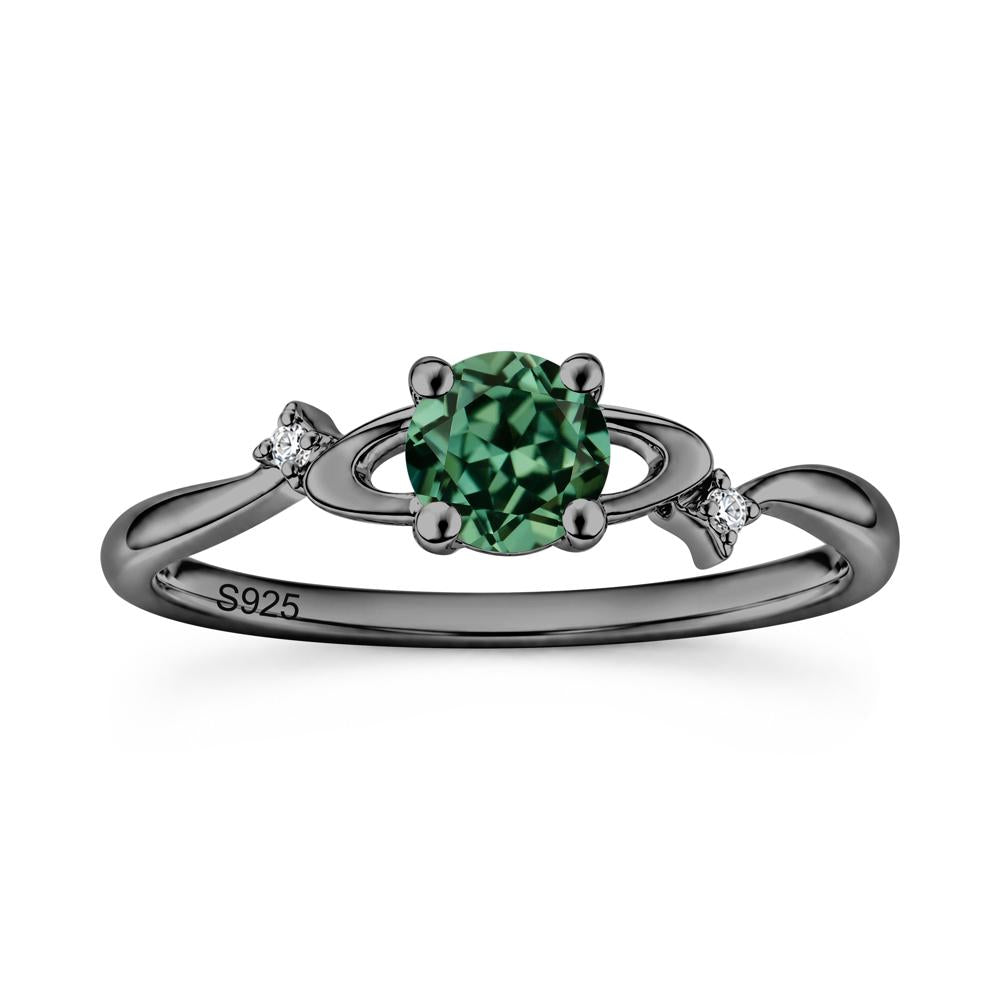 Petite Round Cut Garnet Star Orbit Ring - LUO Jewelry #gemstone_Green Sapphire