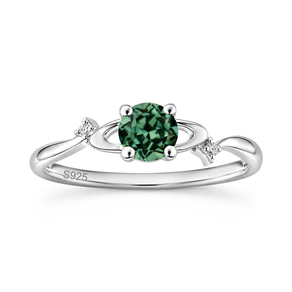 Petite Round Cut Garnet Star Orbit Ring - LUO Jewelry #gemstone_Green Sapphire