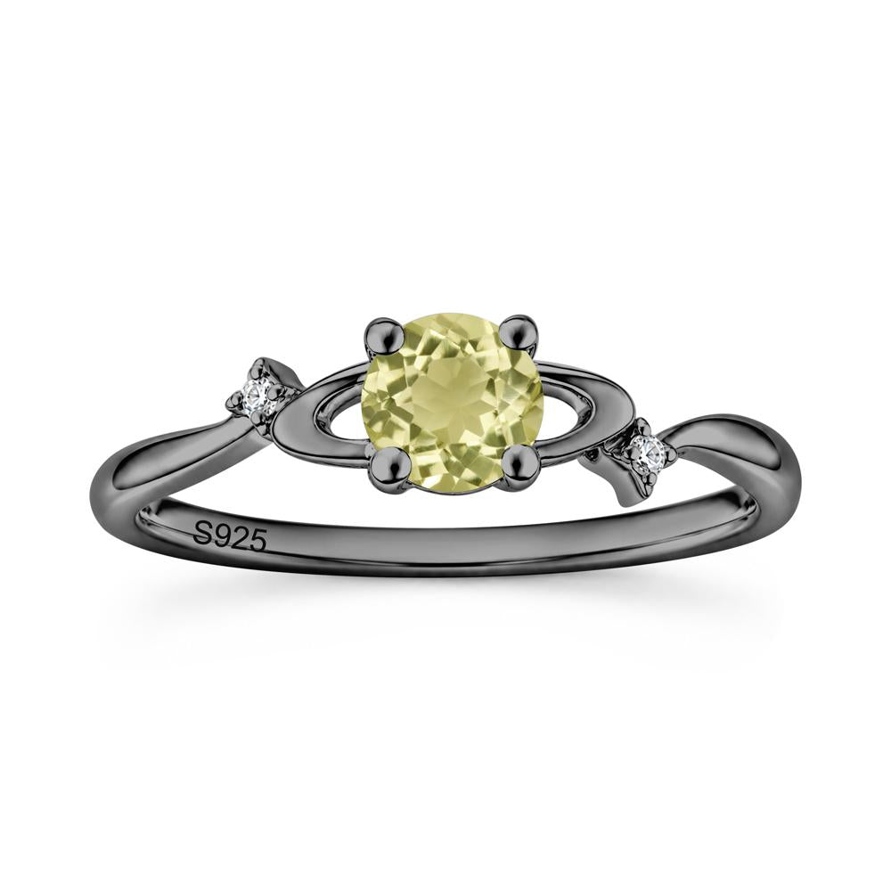 Petite Round Cut Garnet Star Orbit Ring - LUO Jewelry #gemstone_Lemon Quartz
