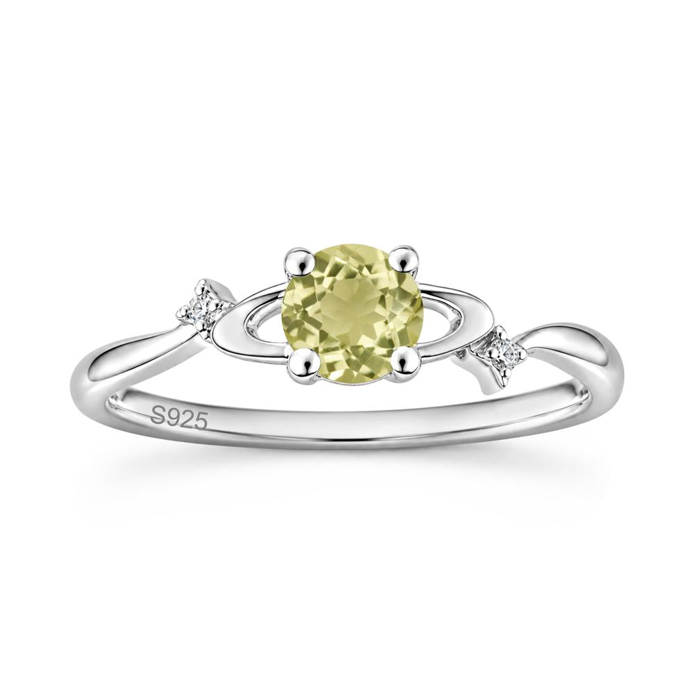 Petite Round Cut Garnet Star Orbit Ring - LUO Jewelry #gemstone_Lemon Quartz
