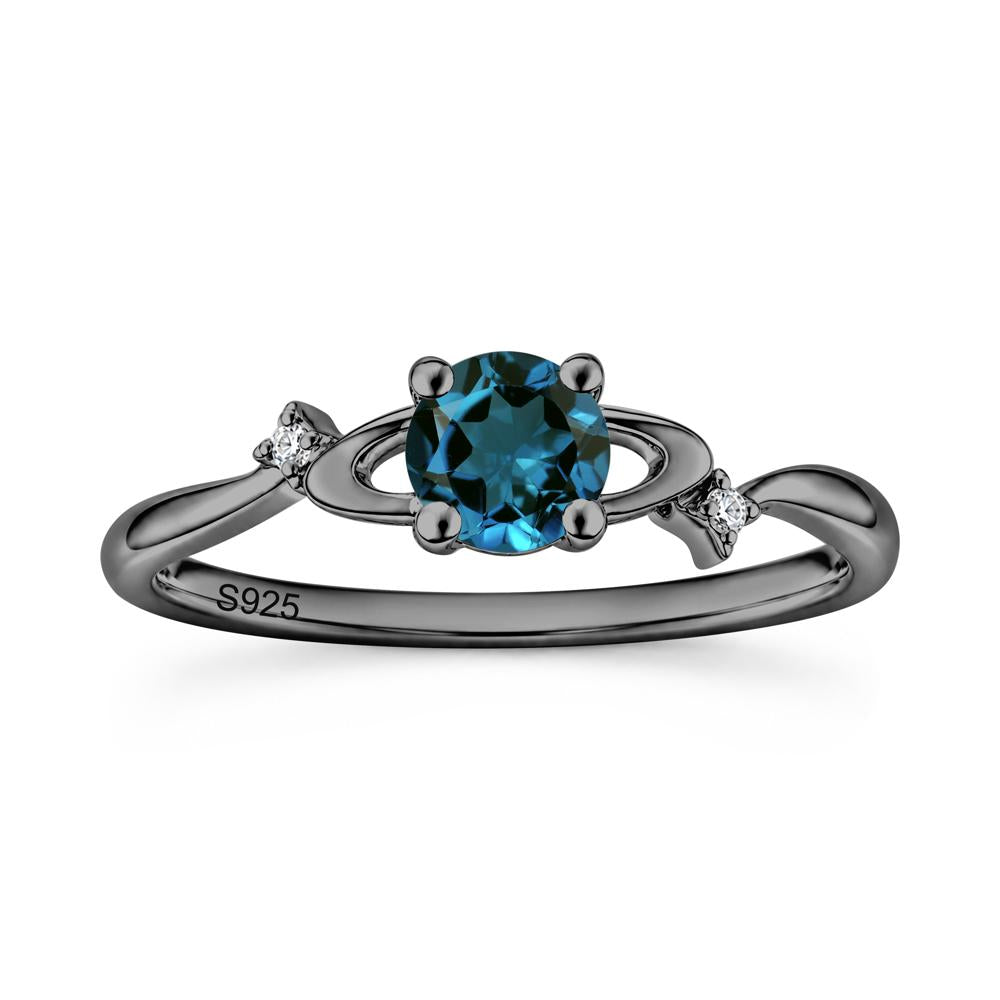 Petite Round Cut Garnet Star Orbit Ring - LUO Jewelry #gemstone_London Blue Topaz