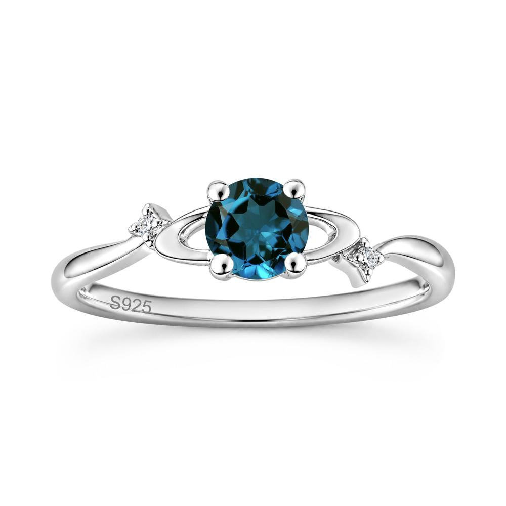 Petite Round Cut Garnet Star Orbit Ring - LUO Jewelry #gemstone_London Blue Topaz