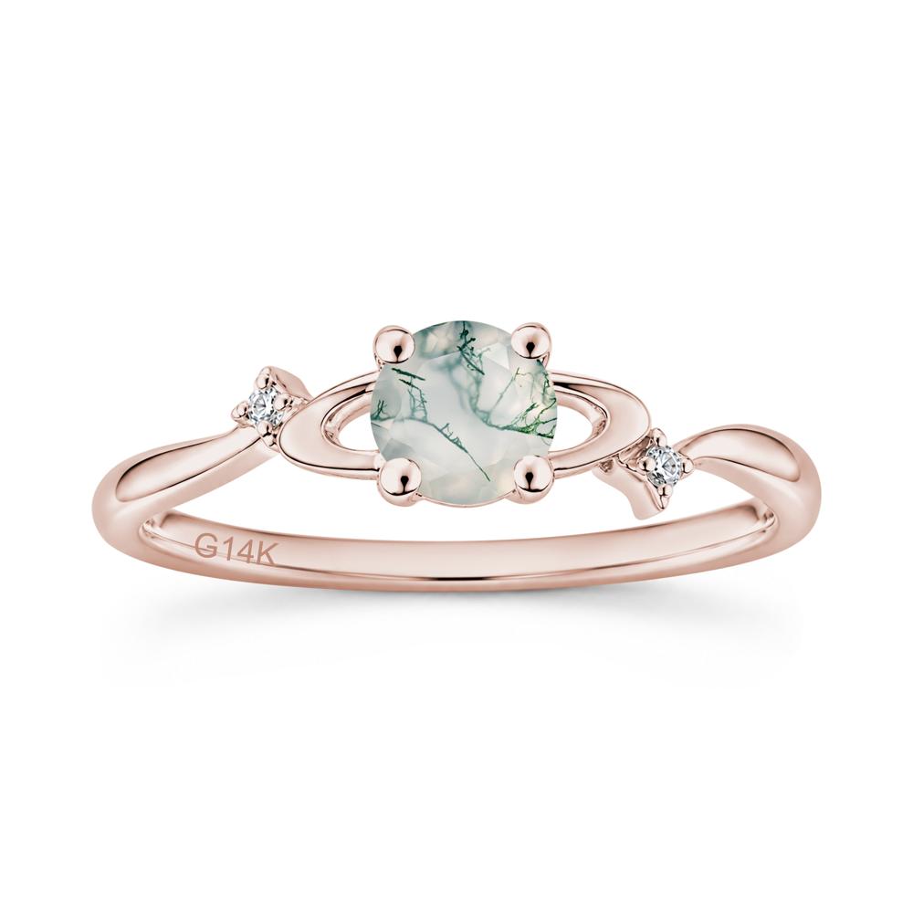 Petite Round Cut Garnet Star Orbit Ring - LUO Jewelry #gemstone_Moss Agate