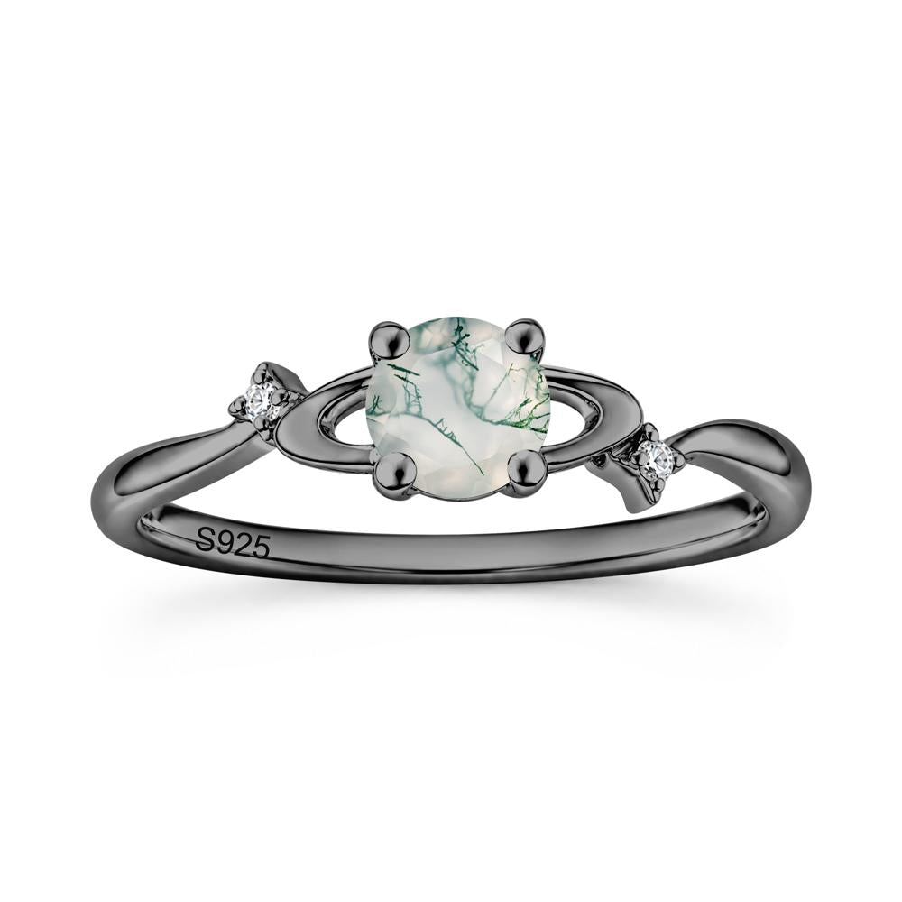 Petite Round Cut Garnet Star Orbit Ring - LUO Jewelry #gemstone_Moss Agate