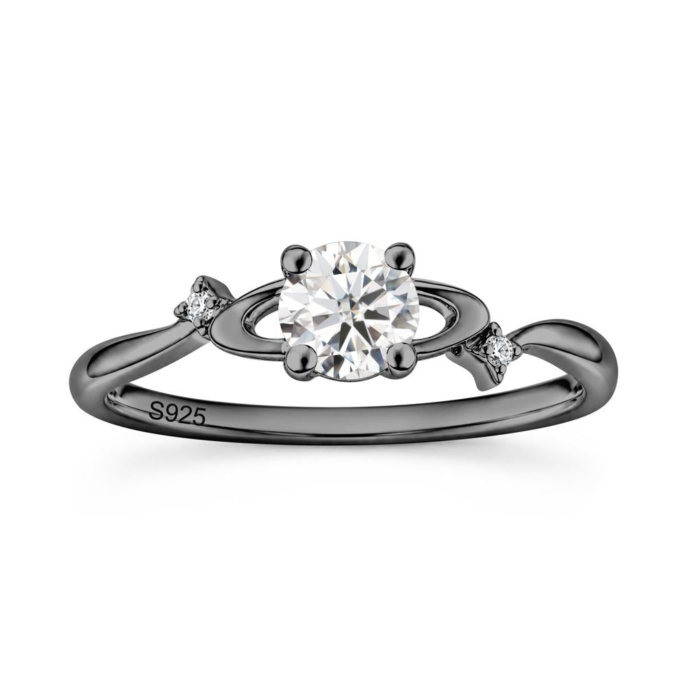 Petite Round Cut Garnet Star Orbit Ring - LUO Jewelry #gemstone_Moissanite