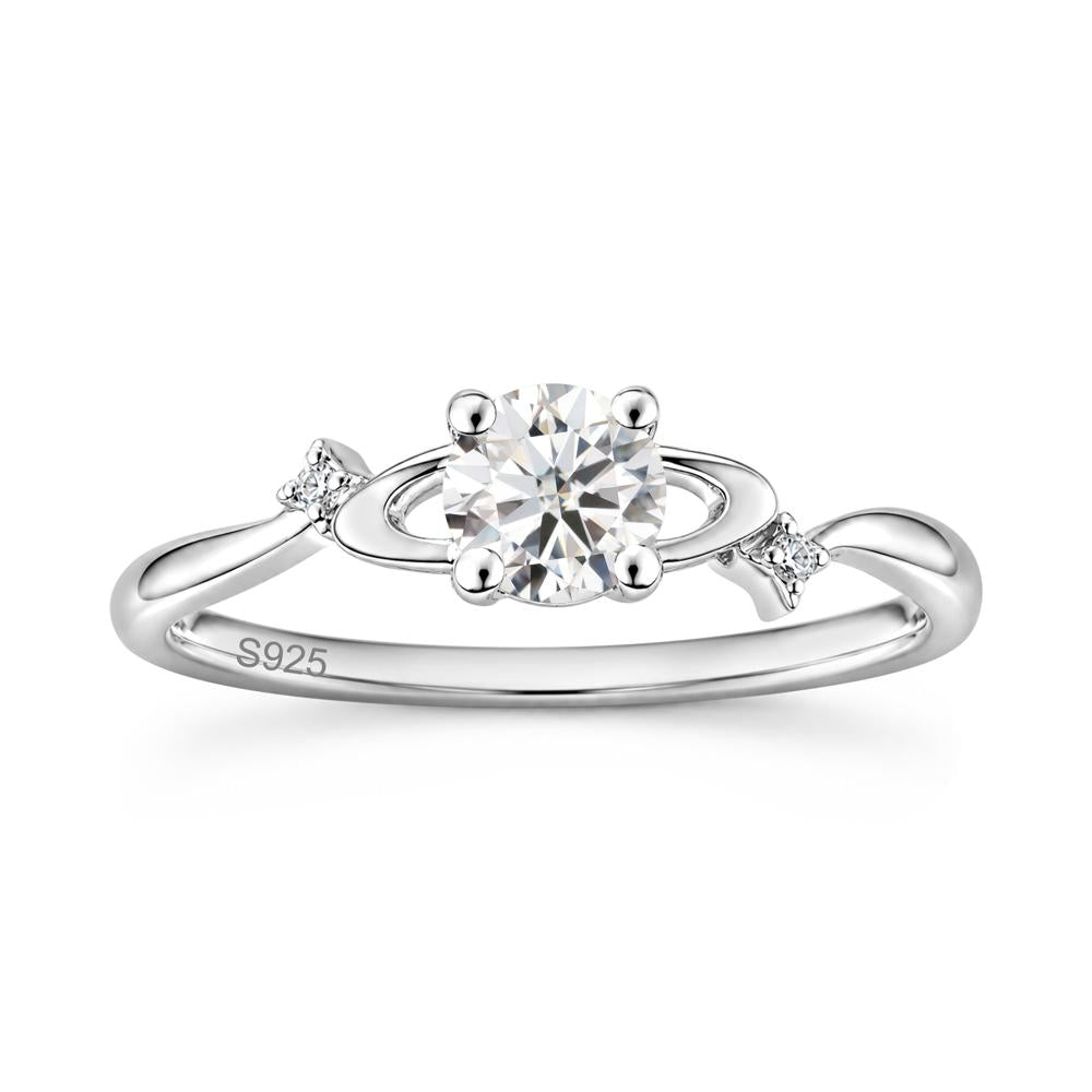 Petite Round Cut Garnet Star Orbit Ring - LUO Jewelry #gemstone_Moissanite