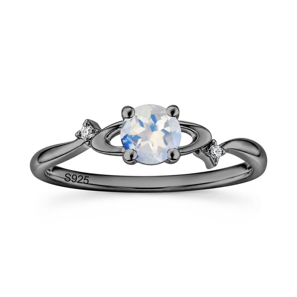 Petite Round Cut Garnet Star Orbit Ring - LUO Jewelry #gemstone_Moonstone