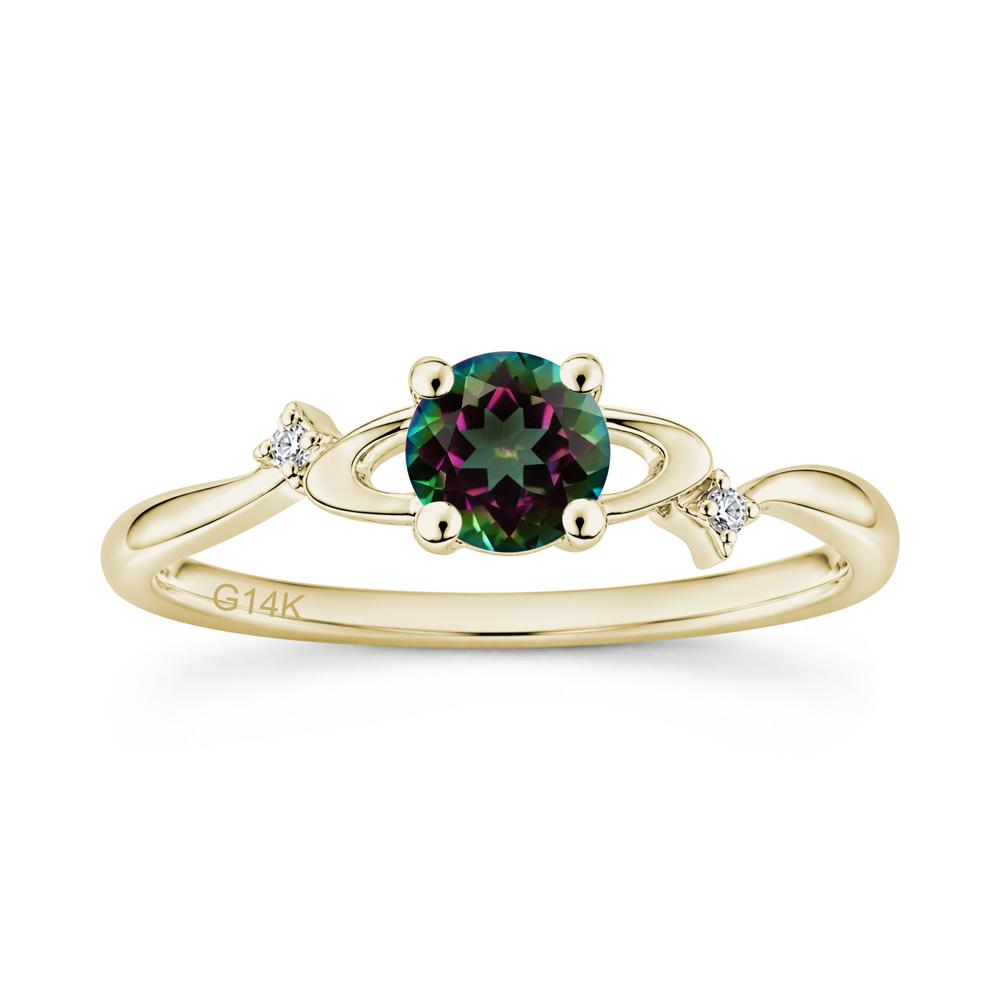 Petite Round Cut Garnet Star Orbit Ring - LUO Jewelry #gemstone_Mystic Topaz