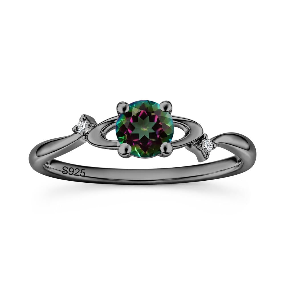 Petite Round Cut Garnet Star Orbit Ring - LUO Jewelry #gemstone_Mystic Topaz
