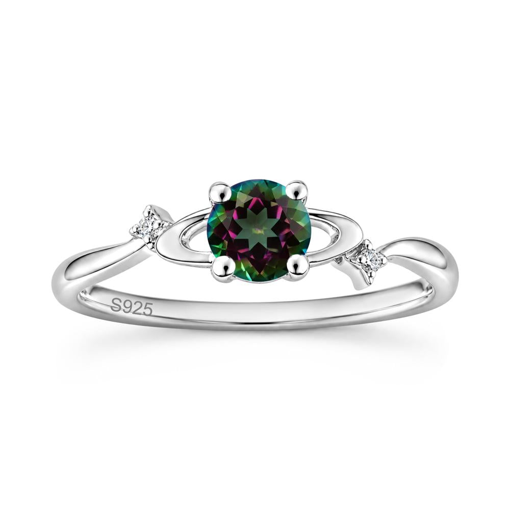 Petite Round Cut Garnet Star Orbit Ring - LUO Jewelry #gemstone_Mystic Topaz
