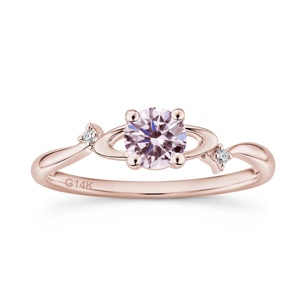 Petite Round Cut Garnet Star Orbit Ring - LUO Jewelry #gemstone_Pink Cubic Zirconia