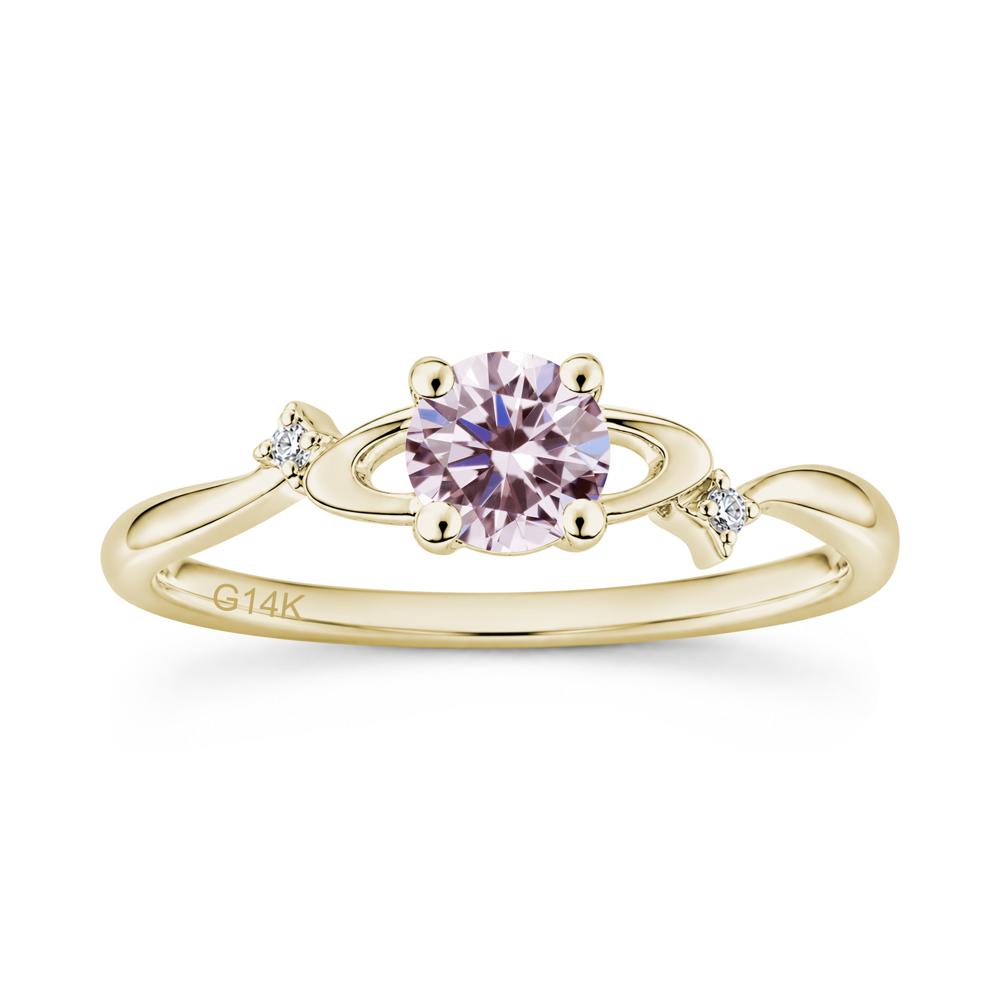 Petite Round Cut Garnet Star Orbit Ring - LUO Jewelry #gemstone_Pink Cubic Zirconia