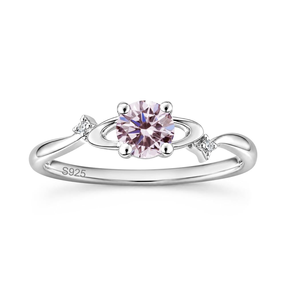 Petite Round Cut Garnet Star Orbit Ring - LUO Jewelry #gemstone_Pink Cubic Zirconia