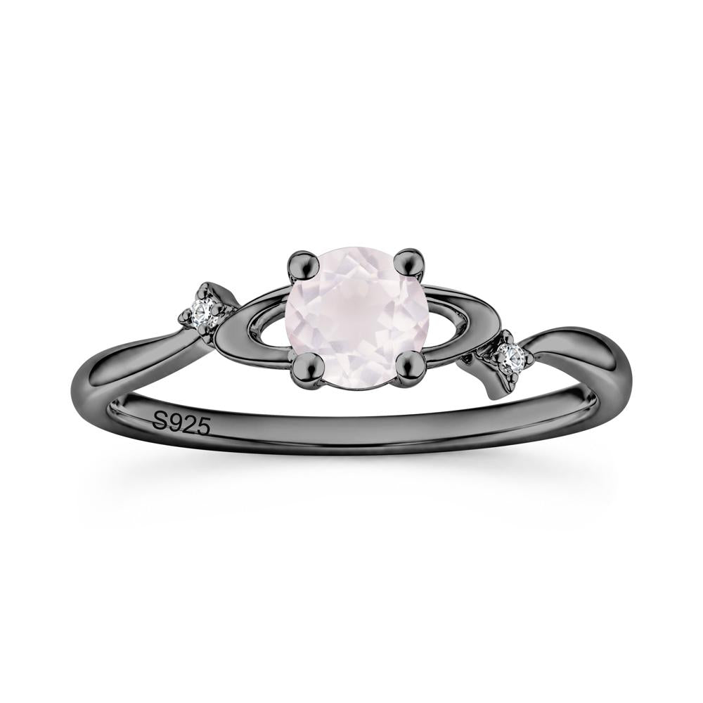 Petite Round Cut Garnet Star Orbit Ring - LUO Jewelry #gemstone_Rose Quartz