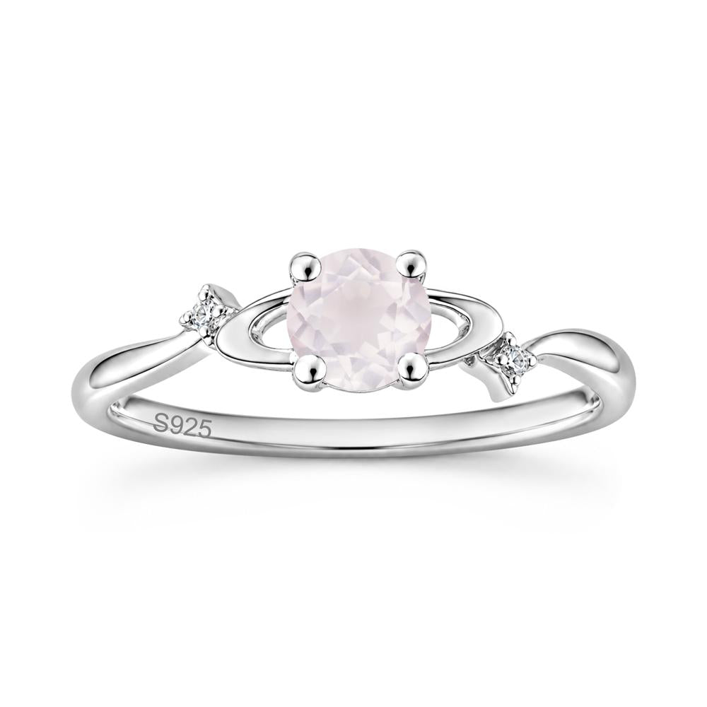 Petite Round Cut Garnet Star Orbit Ring - LUO Jewelry #gemstone_Rose Quartz