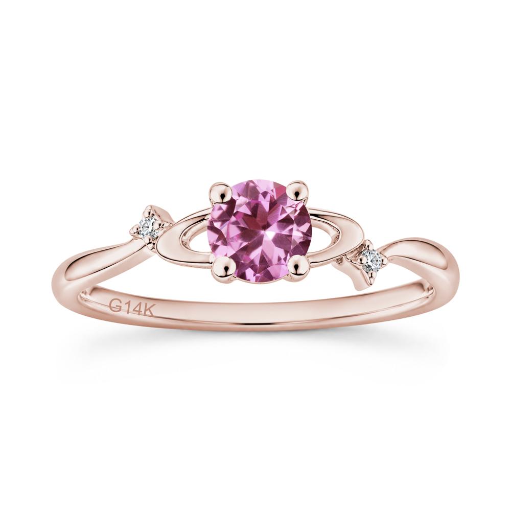 Petite Round Cut Garnet Star Orbit Ring - LUO Jewelry #gemstone_Pink Sapphire