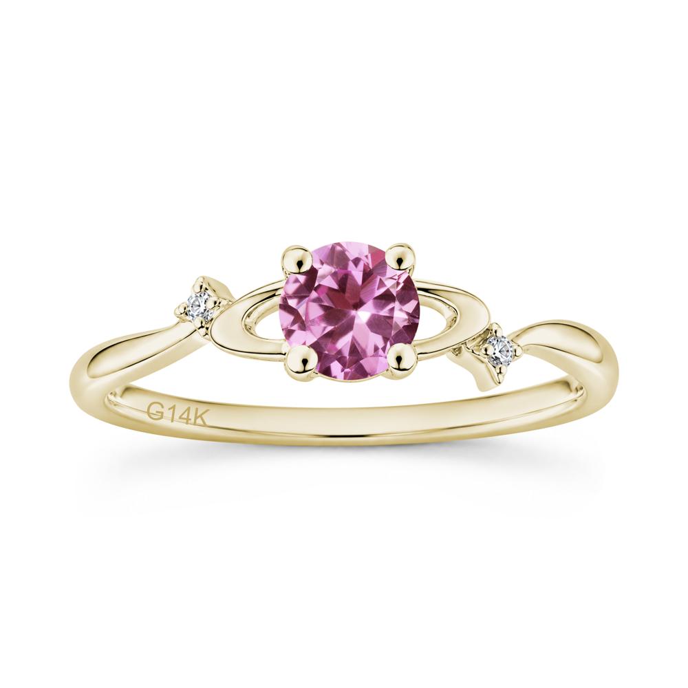 Petite Round Cut Garnet Star Orbit Ring - LUO Jewelry #gemstone_Pink Sapphire