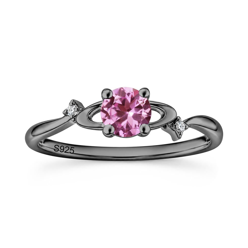 Petite Round Cut Garnet Star Orbit Ring - LUO Jewelry #gemstone_Pink Sapphire