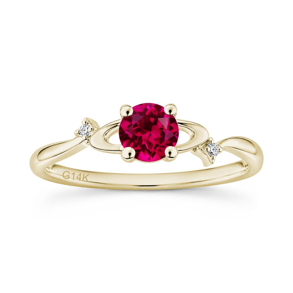 Petite Round Cut Garnet Star Orbit Ring - LUO Jewelry #gemstone_Ruby