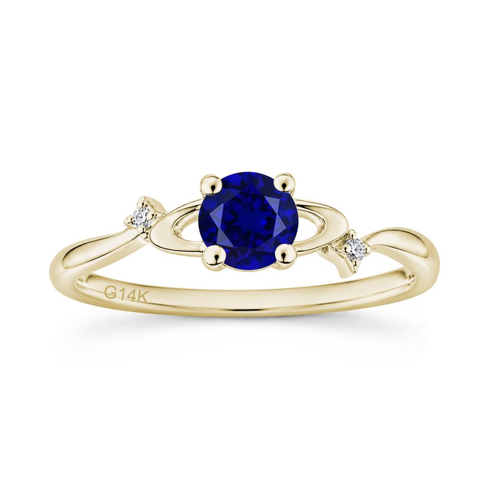 Petite Round Cut Garnet Star Orbit Ring - LUO Jewelry #gemstone_Sapphire