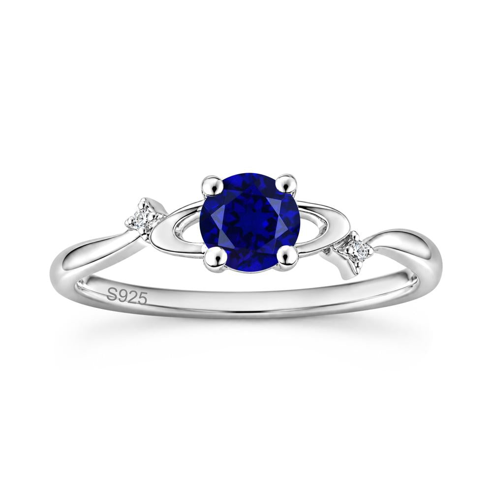 Petite Round Cut Garnet Star Orbit Ring - LUO Jewelry #gemstone_Sapphire