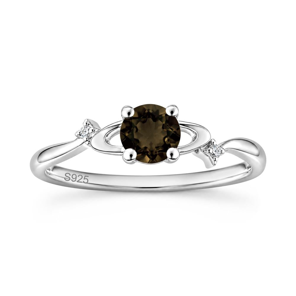 Petite Round Cut Garnet Star Orbit Ring - LUO Jewelry #gemstone_Smoky Quartz
