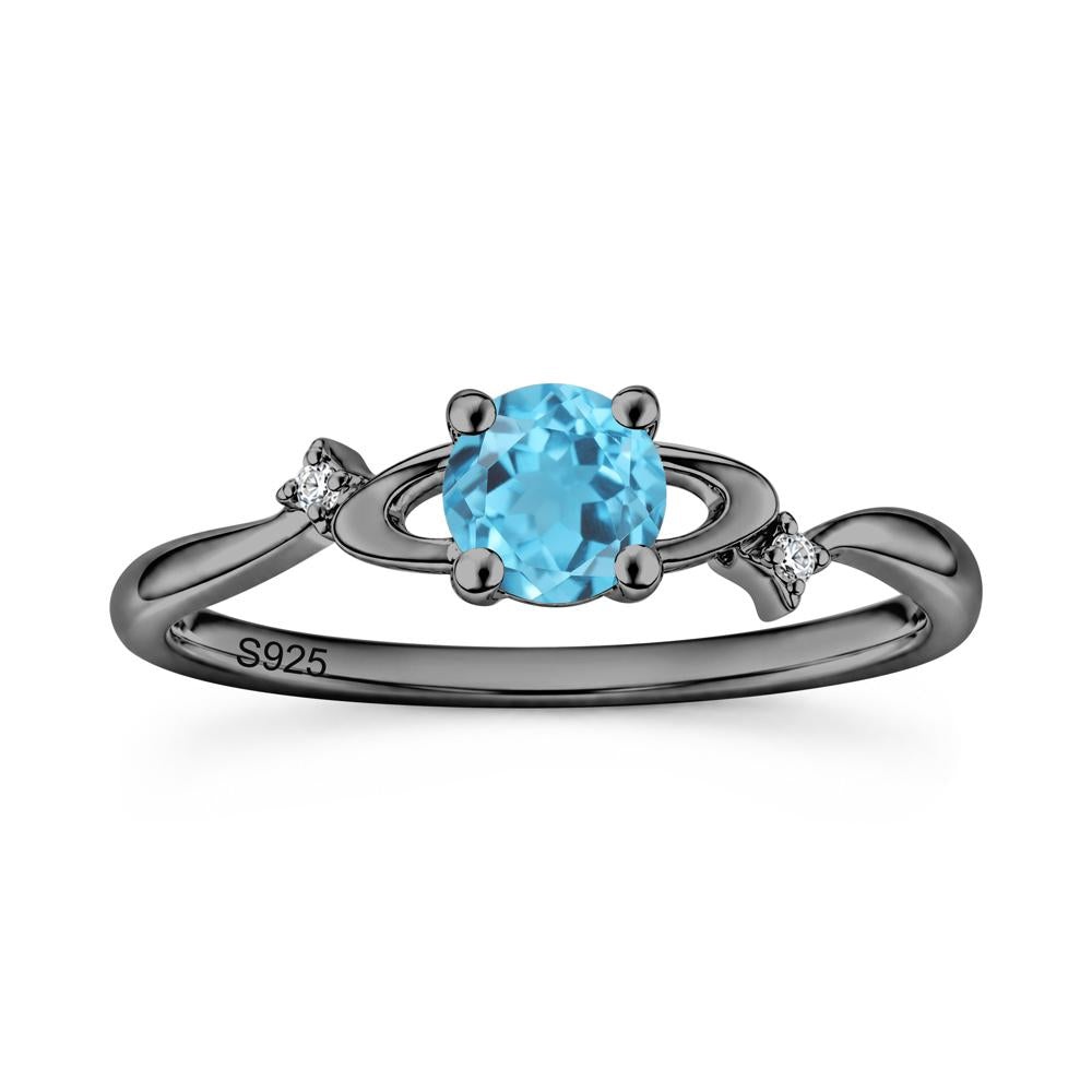 Petite Round Cut Garnet Star Orbit Ring - LUO Jewelry #gemstone_Swiss Blue Topaz