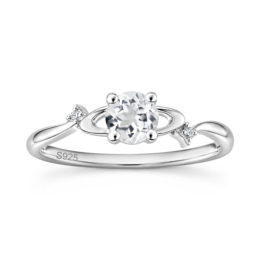 Petite Round Cut Garnet Star Orbit Ring - LUO Jewelry #gemstone_White Topaz
