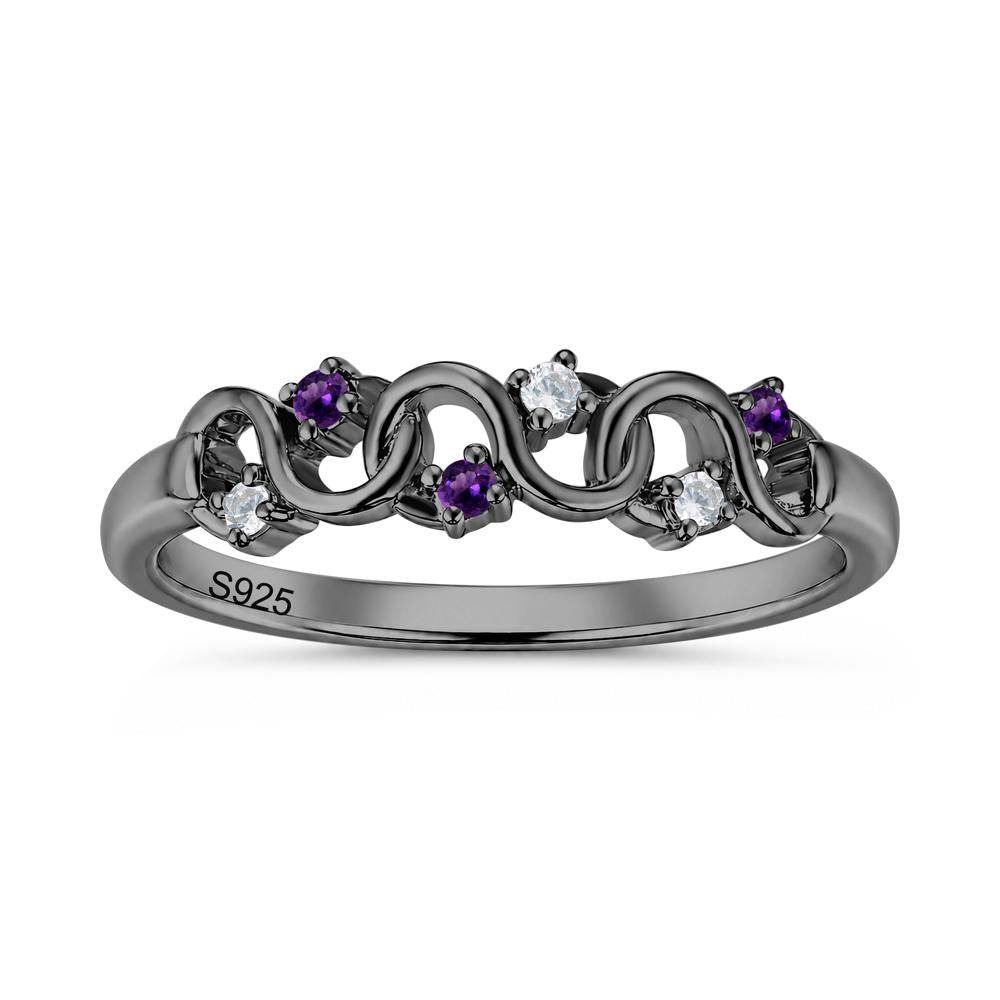 Cubic Zirconia and London Blue Topaz Twisted Infinity Wedding Band Ring - LUO Jewelry #gemstone_Amethyst and Cubic Zirconia