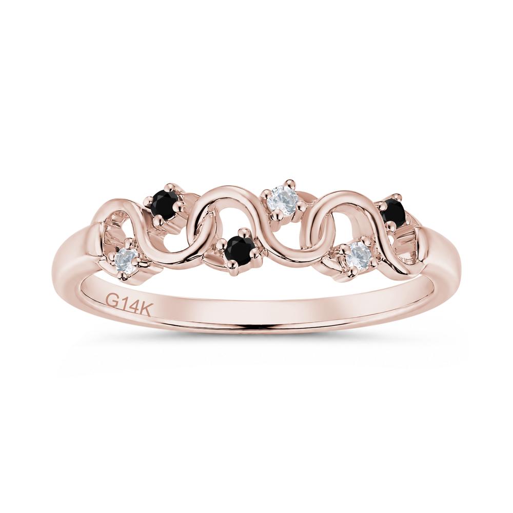 Cubic Zirconia and London Blue Topaz Twisted Infinity Wedding Band Ring - LUO Jewelry #gemstone_Black Spinel and Cubic Zirconia