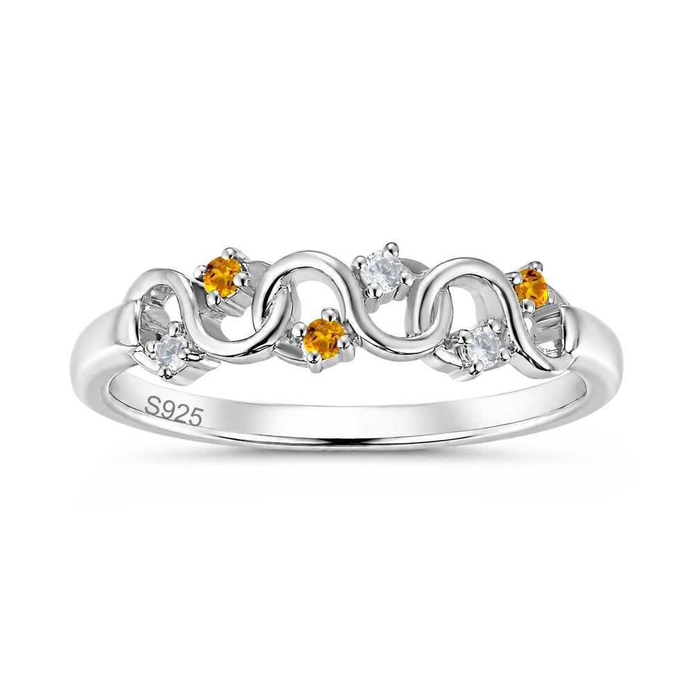 Cubic Zirconia and London Blue Topaz Twisted Infinity Wedding Band Ring - LUO Jewelry #gemstone_Citrine and Cubic Zirconia