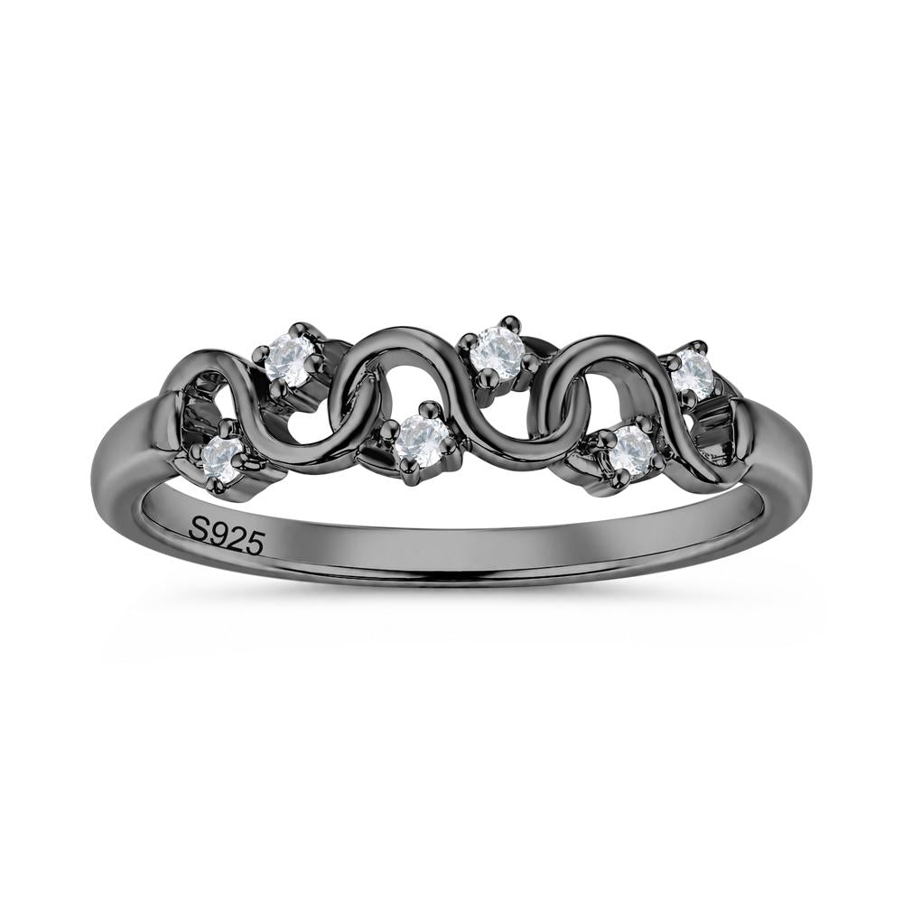 Cubic Zirconia and London Blue Topaz Twisted Infinity Wedding Band Ring - LUO Jewelry #gemstone_Cubic Zirconia