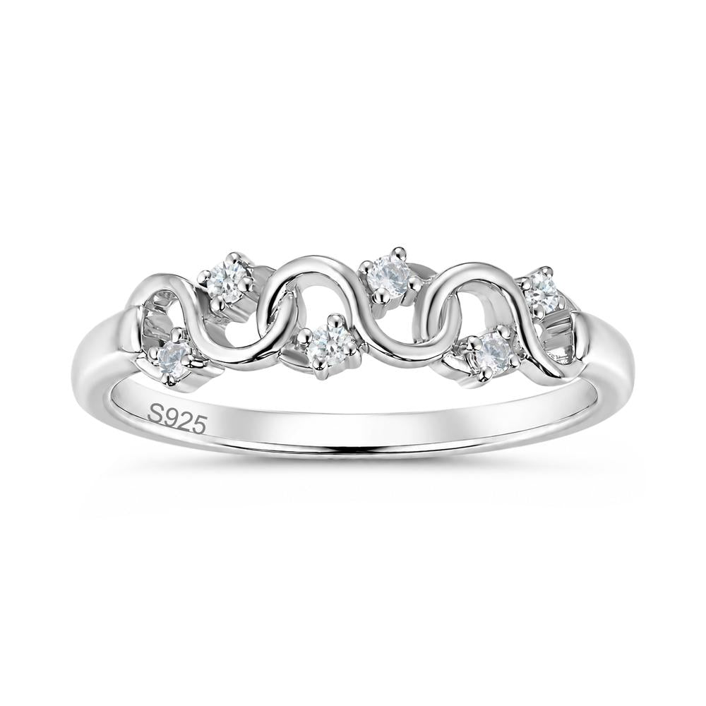 Cubic Zirconia and London Blue Topaz Twisted Infinity Wedding Band Ring - LUO Jewelry #gemstone_Cubic Zirconia and Diamond