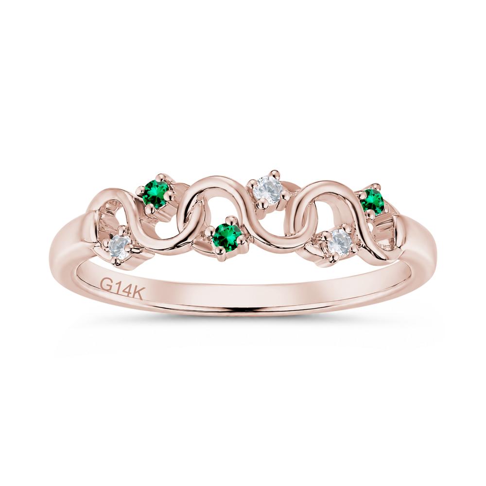 Cubic Zirconia and London Blue Topaz Twisted Infinity Wedding Band Ring - LUO Jewelry #gemstone_Cubic Zirconia and Emerald