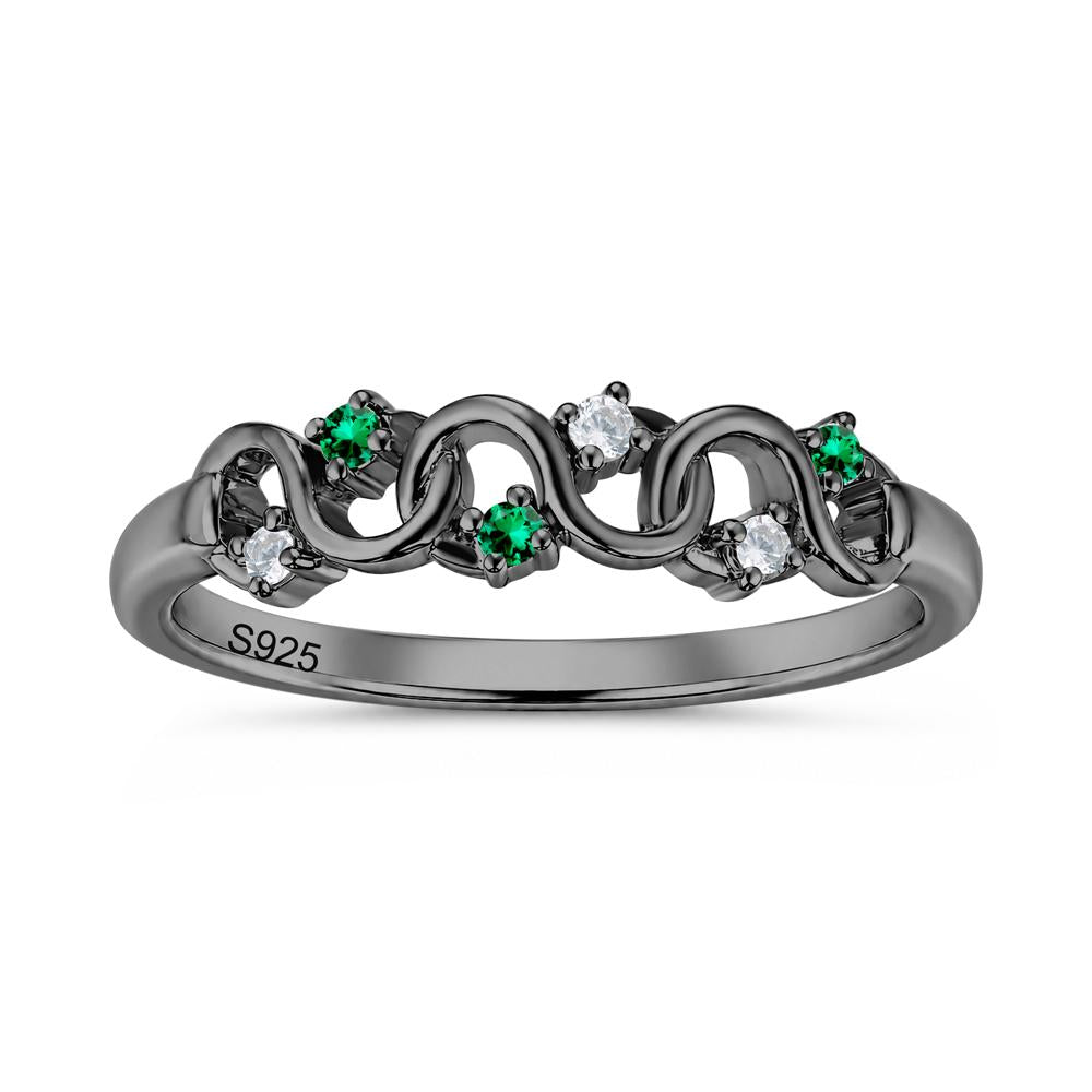Cubic Zirconia and London Blue Topaz Twisted Infinity Wedding Band Ring - LUO Jewelry #gemstone_Cubic Zirconia and Emerald